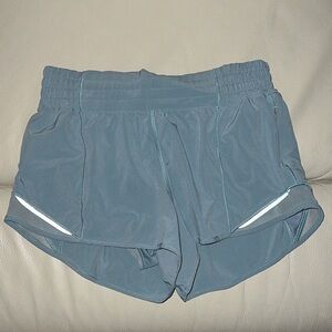 lululemon Hotty Hot high-rise shorts in light blue, size 6
